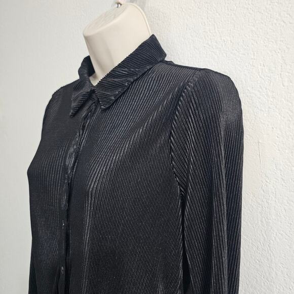 RO & DE Cord Ribbed Button Down Blouse Black Size S - Picture 6 of 8